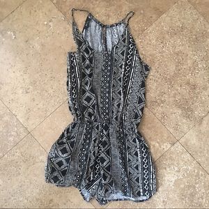 Black and Ivory Geometric Romper
